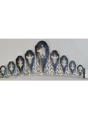 ​63.7g Massive Vintage Siam Niello Sterling Silver "Royal Elephant" Fan Bracelet